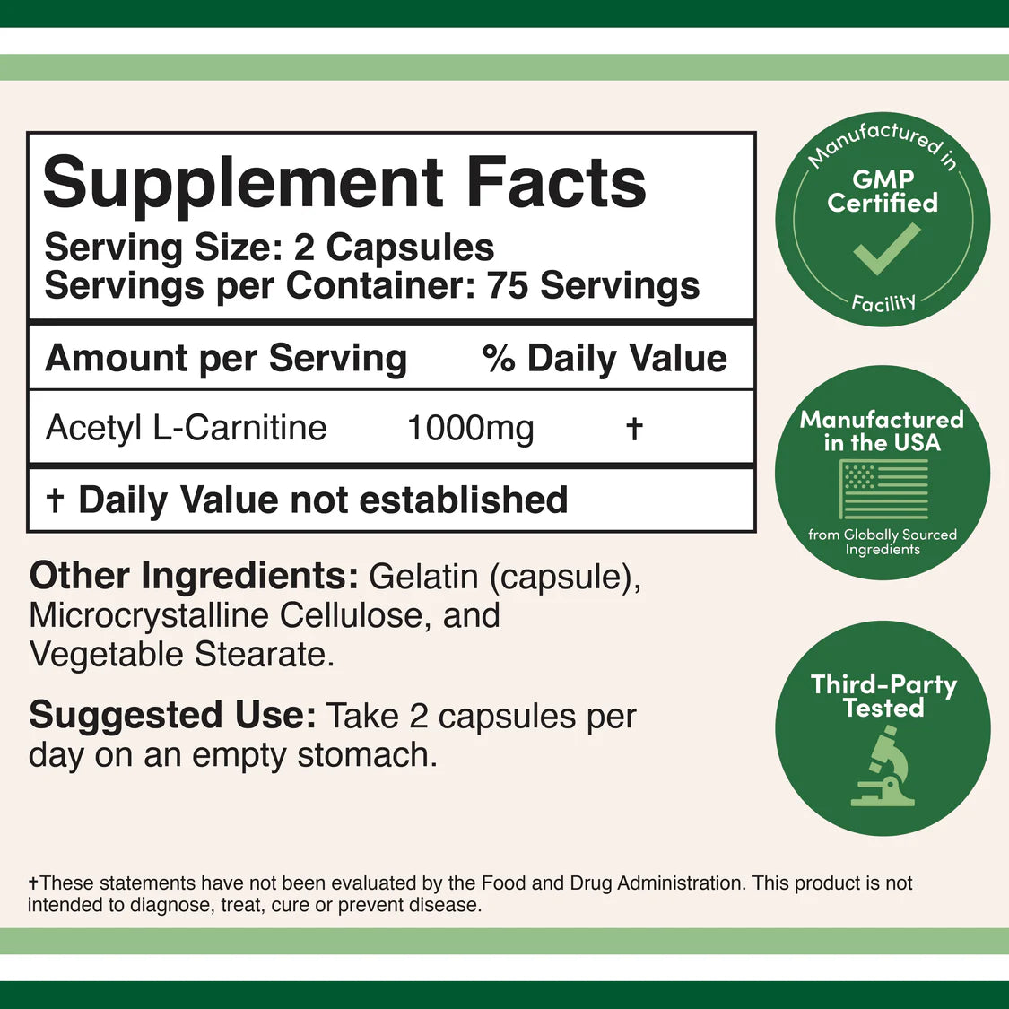 Double Wood Acetyl L-Carnitine (ALCAR) 150caps