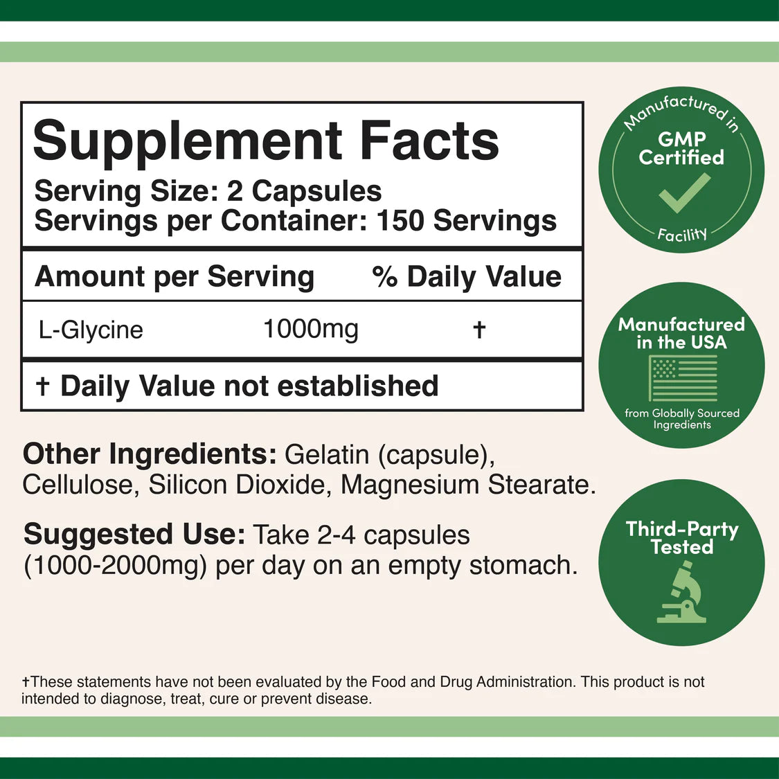 Double Wood Glycine Supplement 300caps