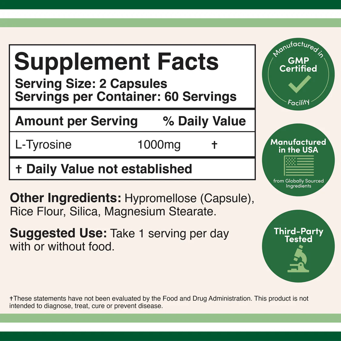 Double Wood L-Tyrosine Supplement 120caps