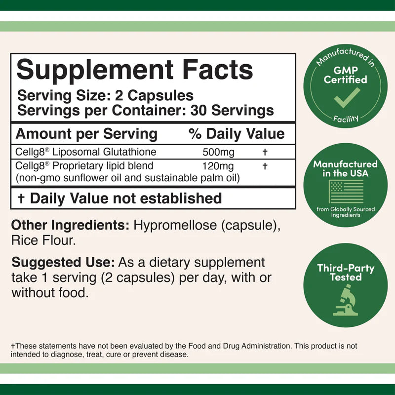 Double Wood Liposomal Glutathione Supplement 60caps