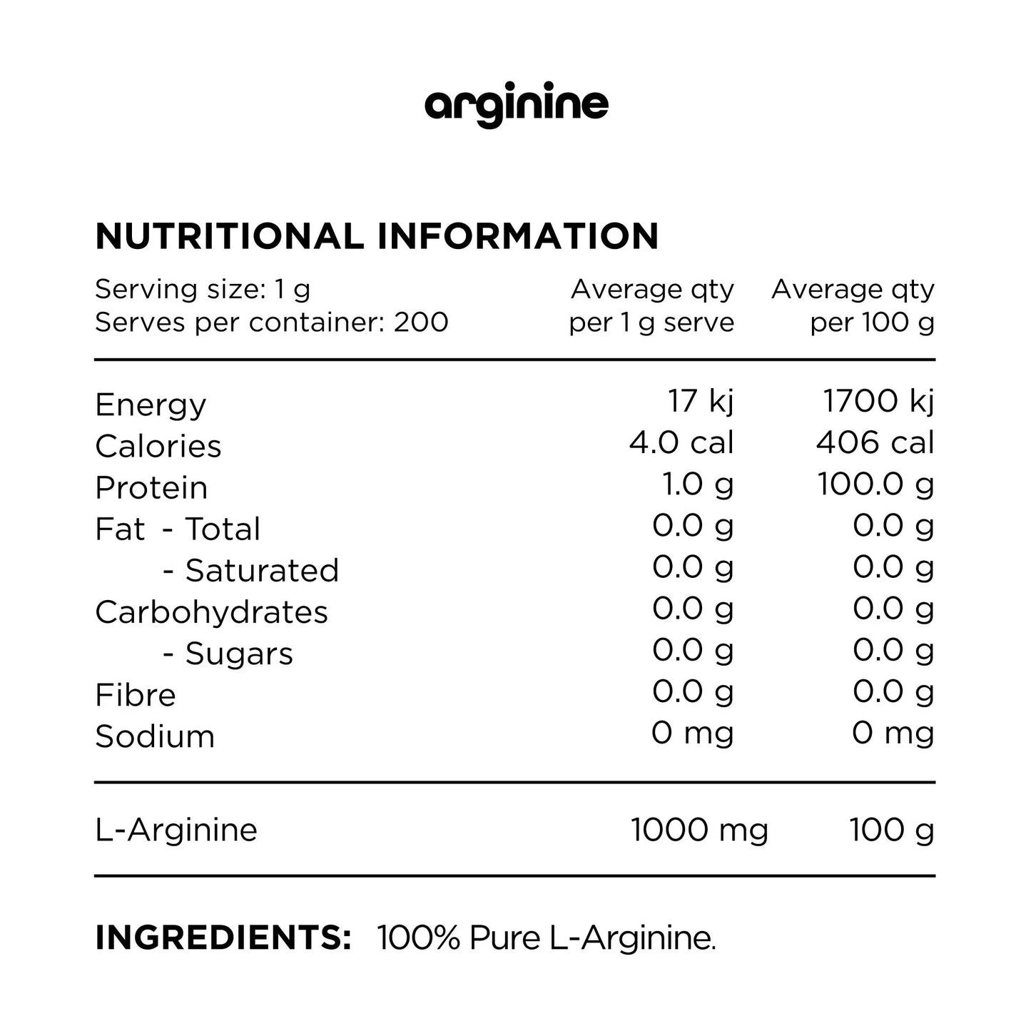 Switch Nutrition L-Arginine 200g