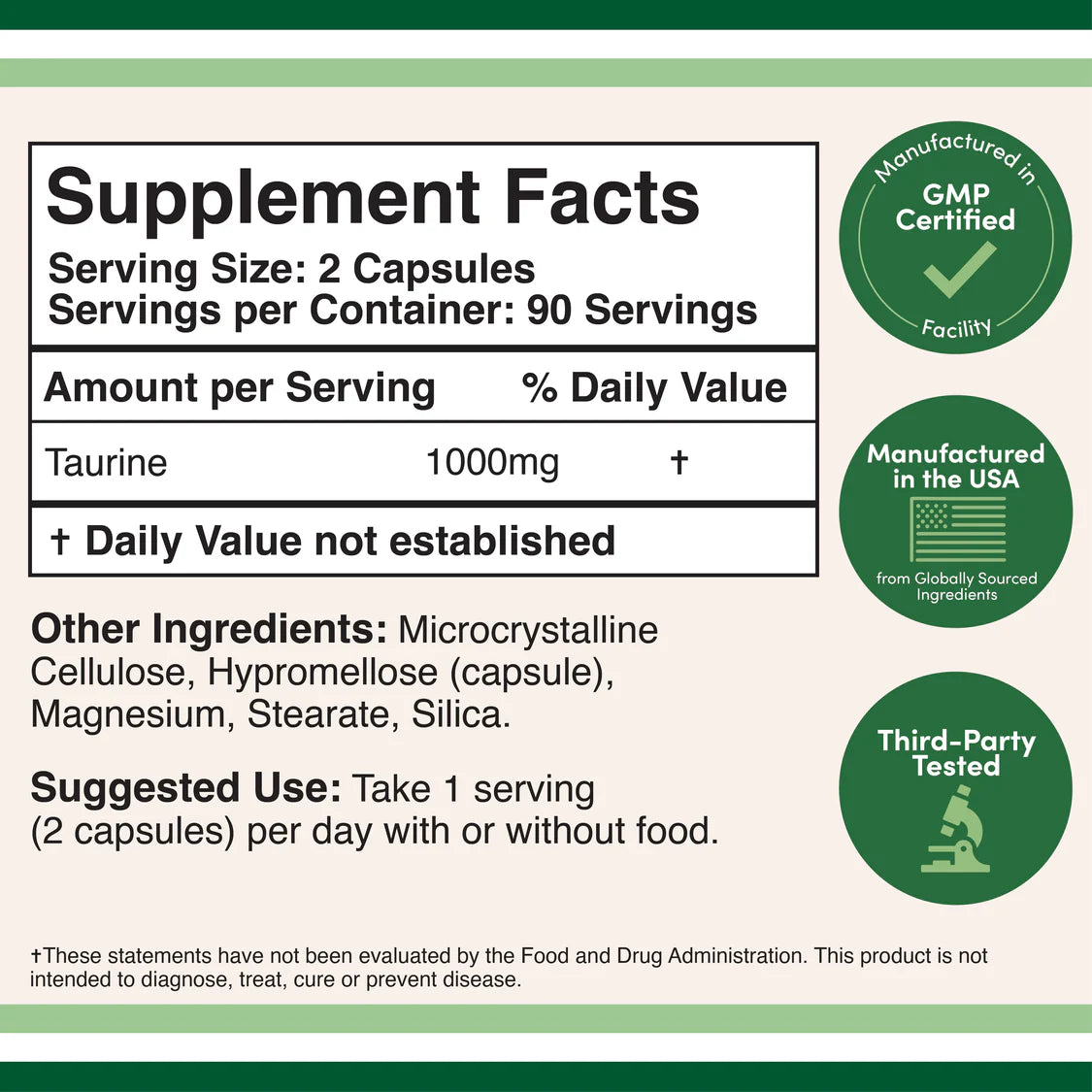 Double Wood L-Taurine Supplement 180caps